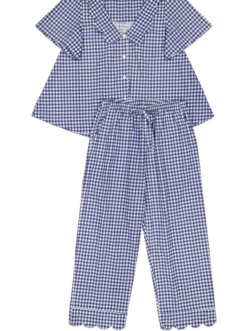 Gingham Short-Sleeve Pajama Set in Navy and White - Picture 6 of 12